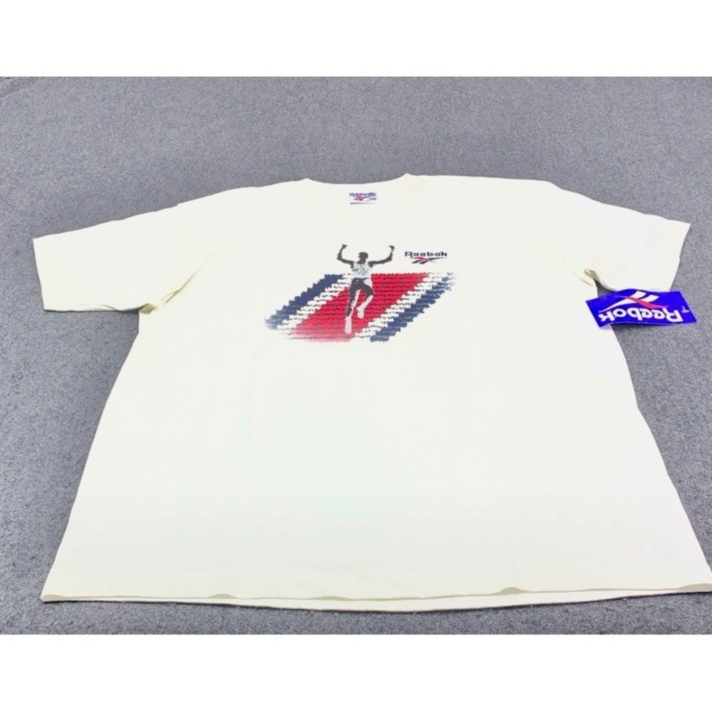 Reebok T-Shirt Men XXL White Vintage 90s Graphic Track Field USA Made